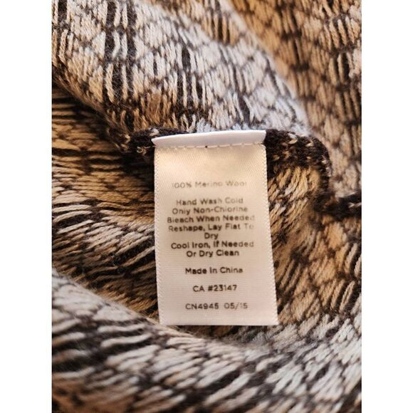 Talbot's brown geometric pattern roll neck pure merino wool sweater size large - Picture 8 of 9